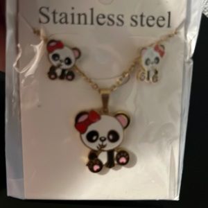 Stainless steel Pandas nickel and earrings!